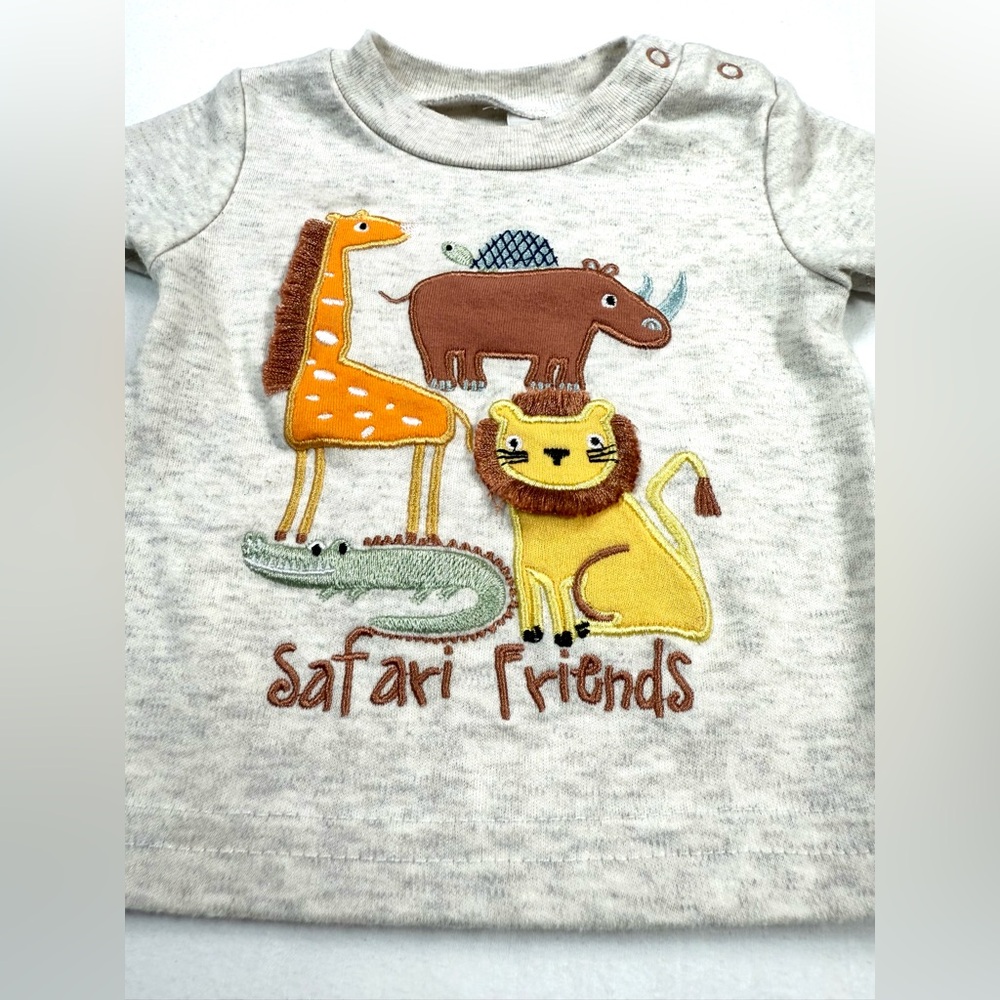 LITTLE BEGINNINGS Boys Safari Friends‎ Graphic Tee 0-3M Zoo African Animals Cute - Picture 12 of 14